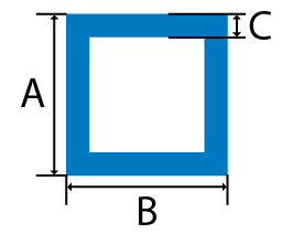 Stainless Steel square tube cross section